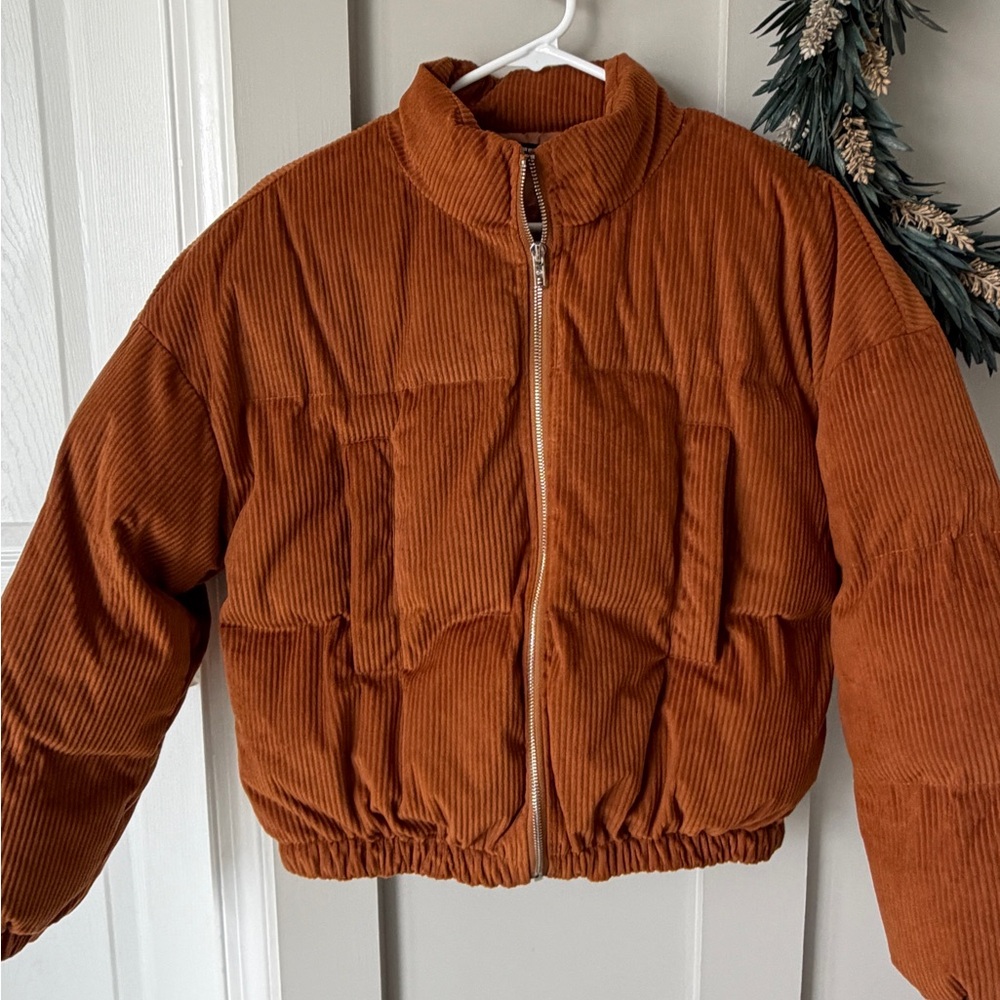 SHEIN Copper Corduroy puffer Jacket